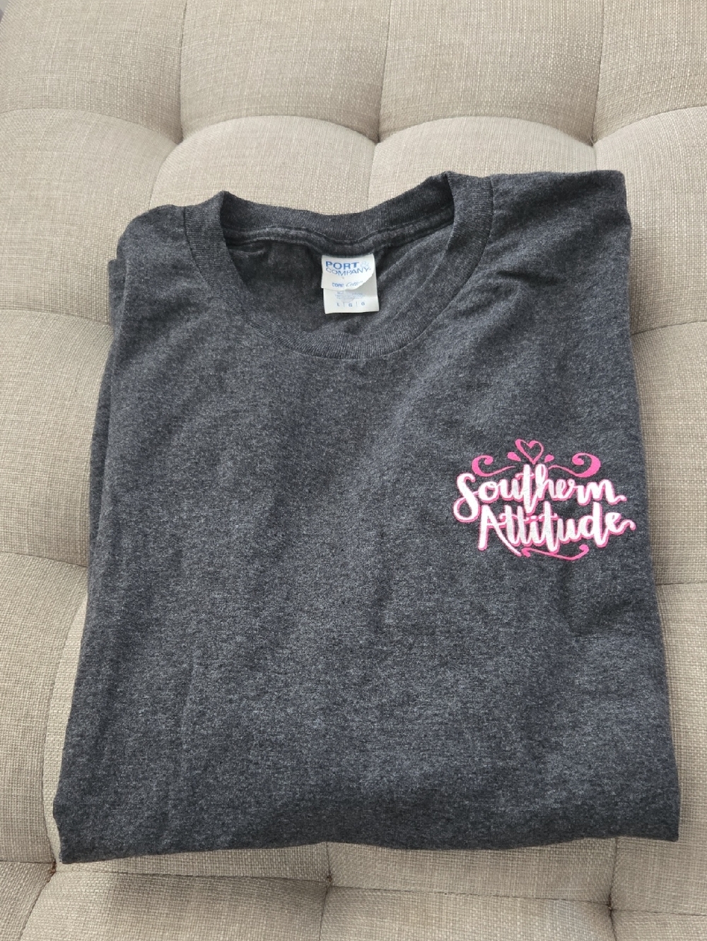 Gray T‑Shirt with Pink "Southern Attitude" Script